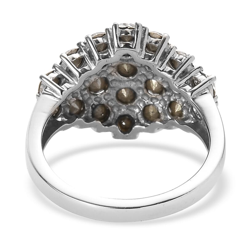 J Francis Embellished with Crystal by Swarovski Clustered Grace Ring in Stainless Steel (Size 5.0)