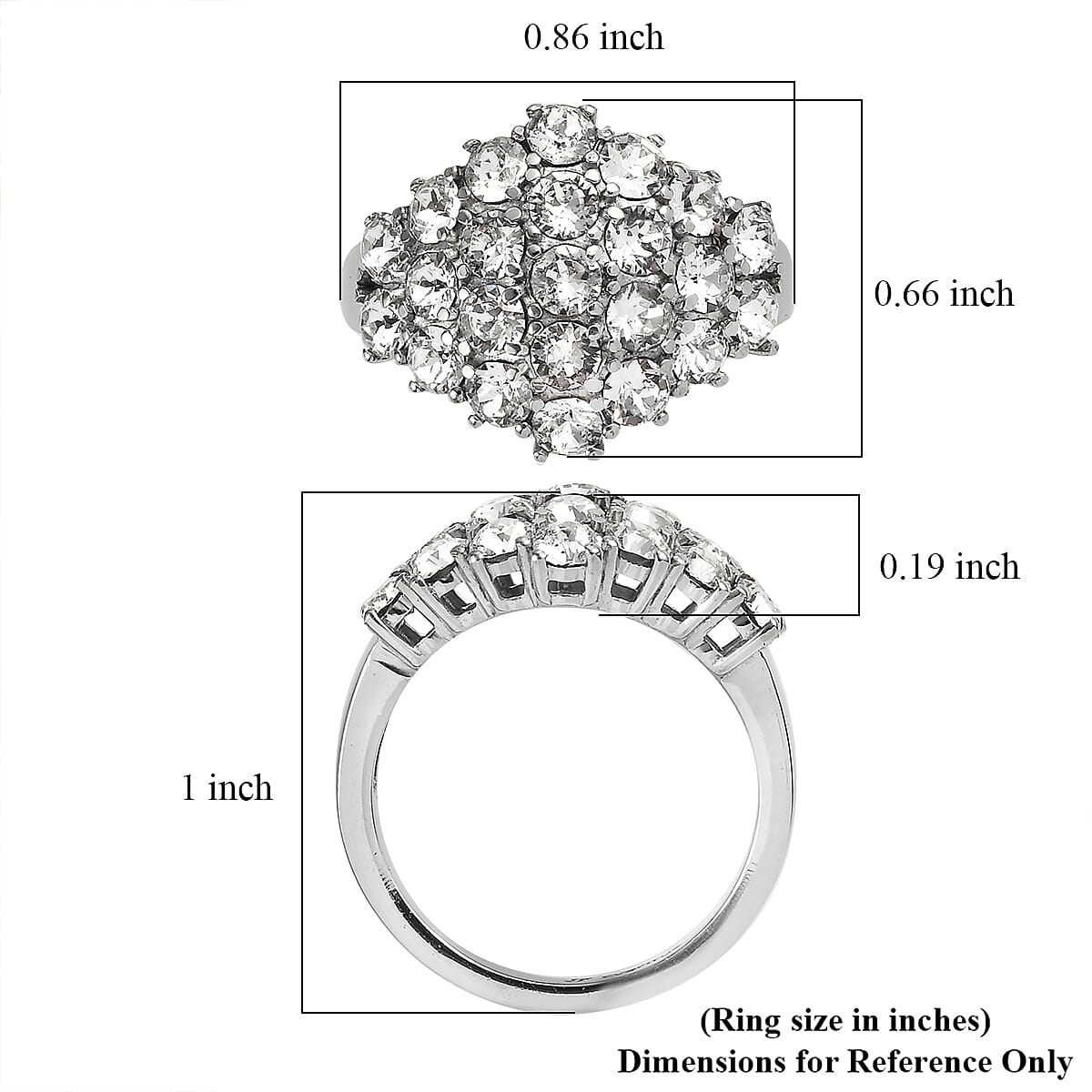 J Francis Embellished with Crystal by Swarovski Clustered Grace Ring in Stainless Steel