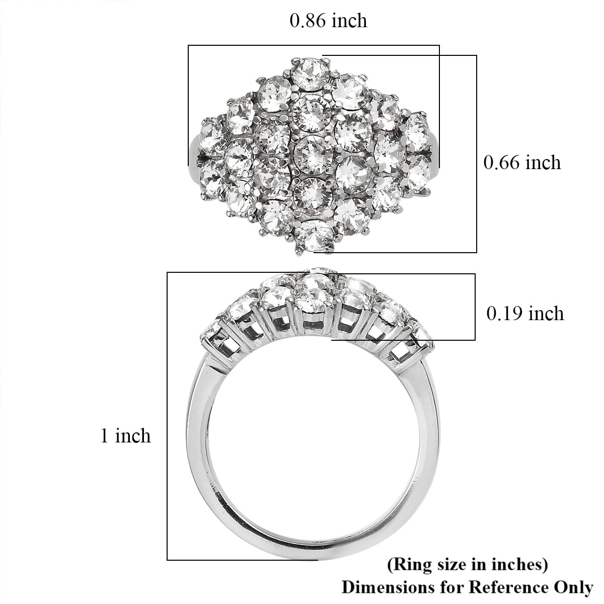 J Francis Embellished with Crystal by Swarovski Clustered Grace Ring in Stainless Steel image number 5