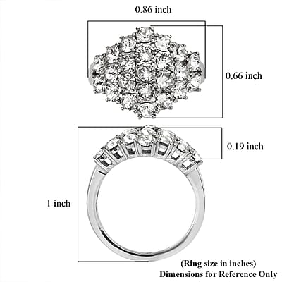 J Francis Embellished with Crystal by Swarovski Clustered Grace Ring in Stainless Steel (Size 5.0)