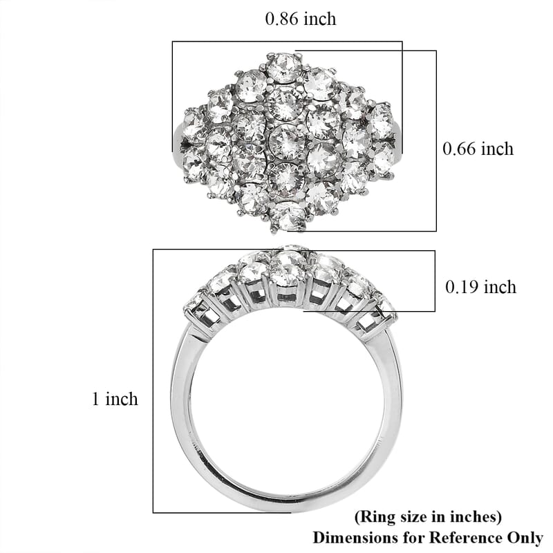 J Francis Embellished with Crystal by Swarovski Clustered Grace Ring in Stainless Steel (Size 5.0)
