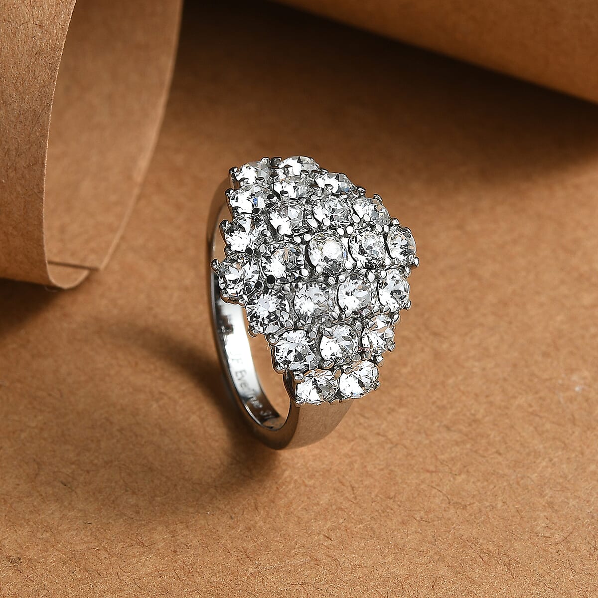 J Francis Embellished with Crystal by Swarovski Clustered Grace Ring in Stainless Steel (Size 10.0) image number 1