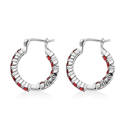 J Francis Embellished with Scarlet Crystal by Swarovski Hoop Earrings in Stainless Steel