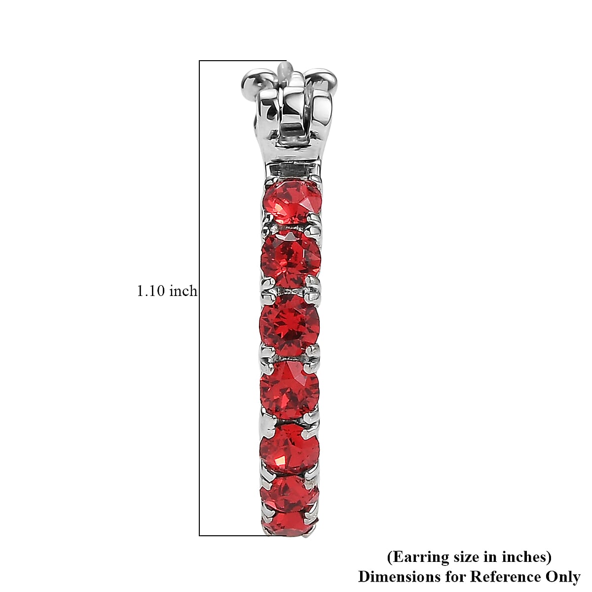 J Francis Embellished with Scarlet Crystal by Swarovski Hoop Earrings in Stainless Steel