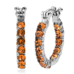 J Francis Embellished with Topaz Crystal by Swarovski Hoop Earrings in Stainless Steel