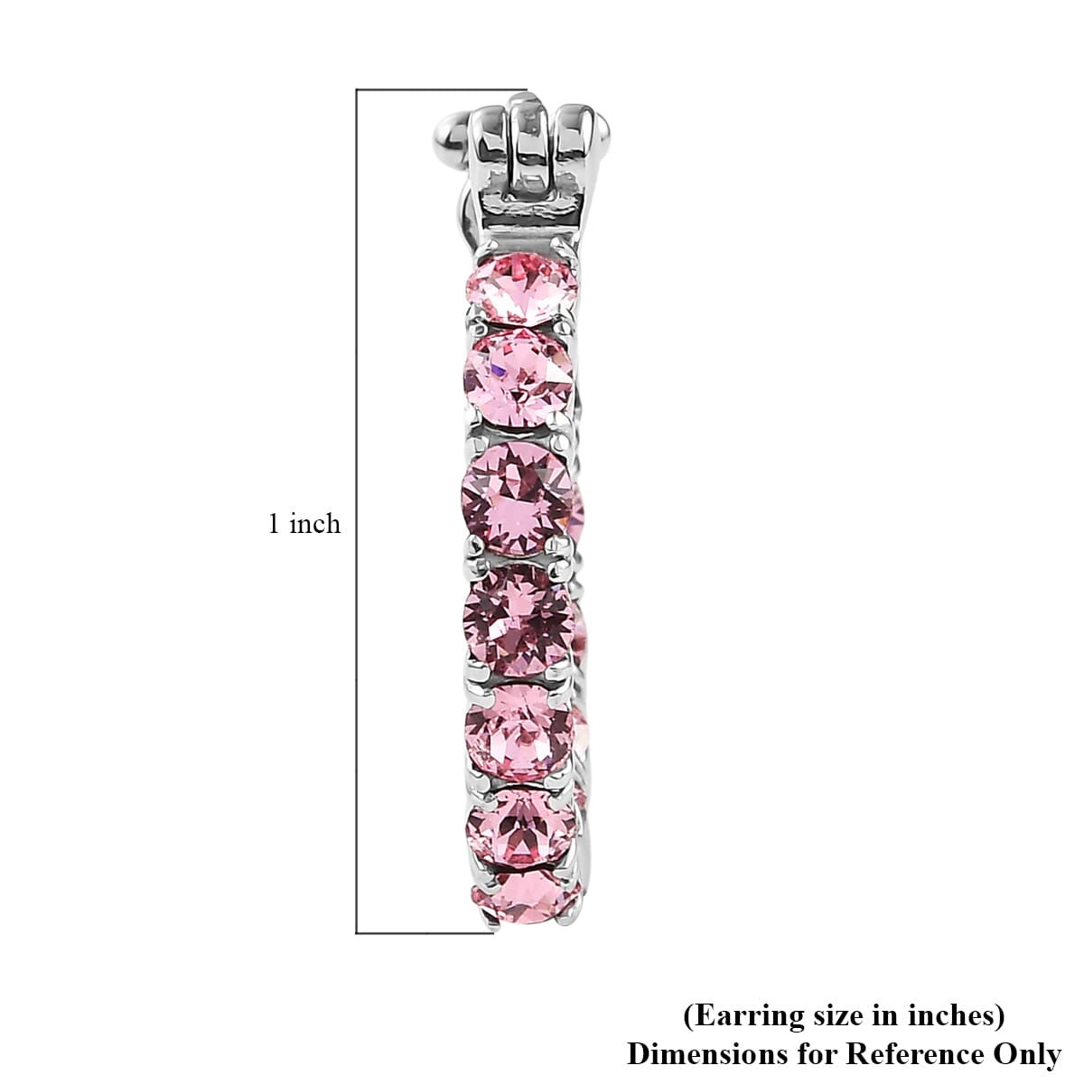 J Francis Embellished with Light Rose Crystal by Swarovski Hoop Earrings in Stainless Steel image number 5