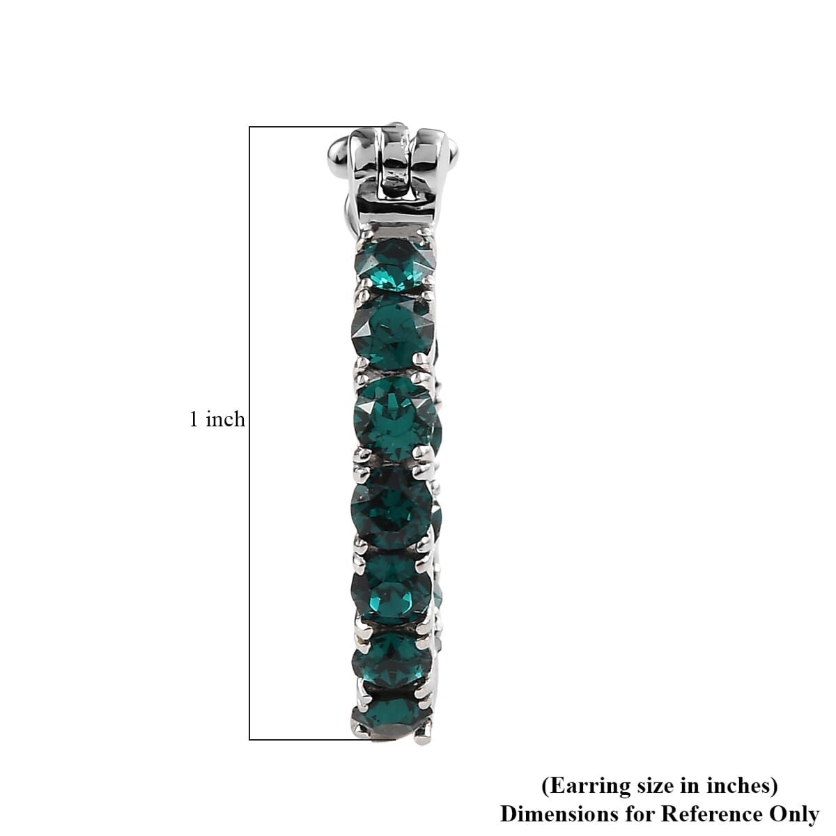 J Francis Embellished with Emerald Crystal by Swarovski Hoop Earrings in Stainless Steel image number 4