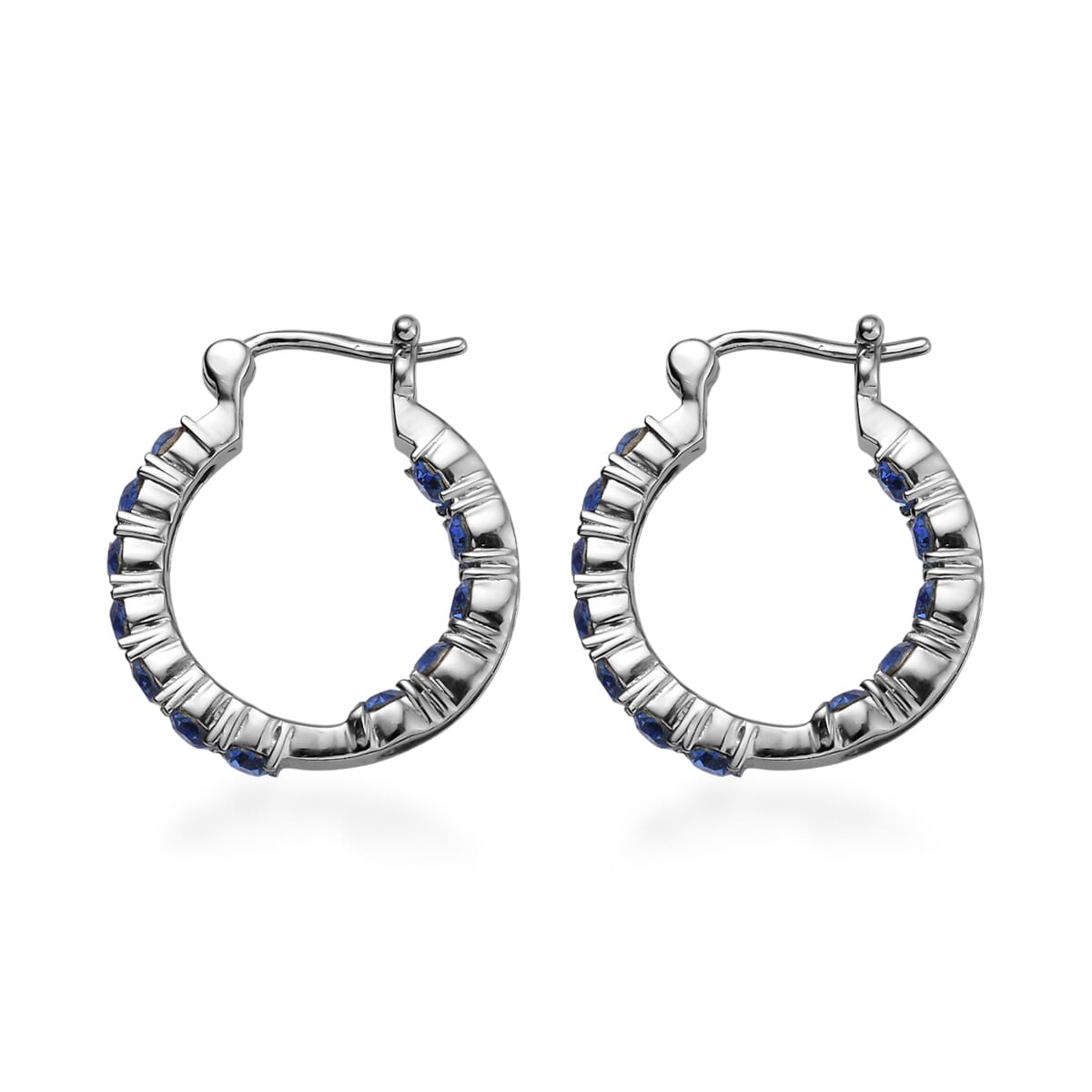 J Francis Embellished with Sapphire Crystal by Swarovski Hoop Earrings in Stainless Steel image number 3
