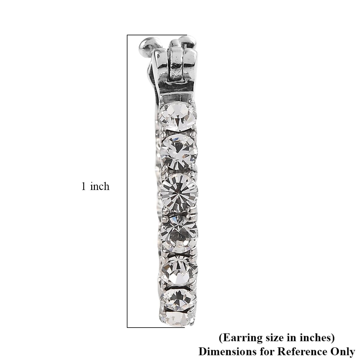 J Francis Embellished with White Preciosa Crystal by Swarovski Hoop Earrings in Stainless Steel image number 4