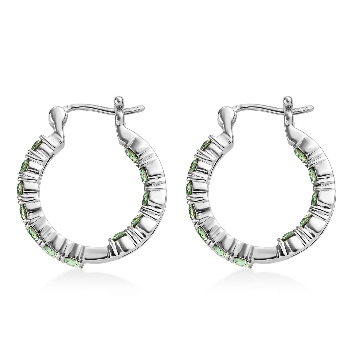 J Francis Embellished with Peridot Crystal by Swarovski Hoop Earrings in Stainless Steel image number 3