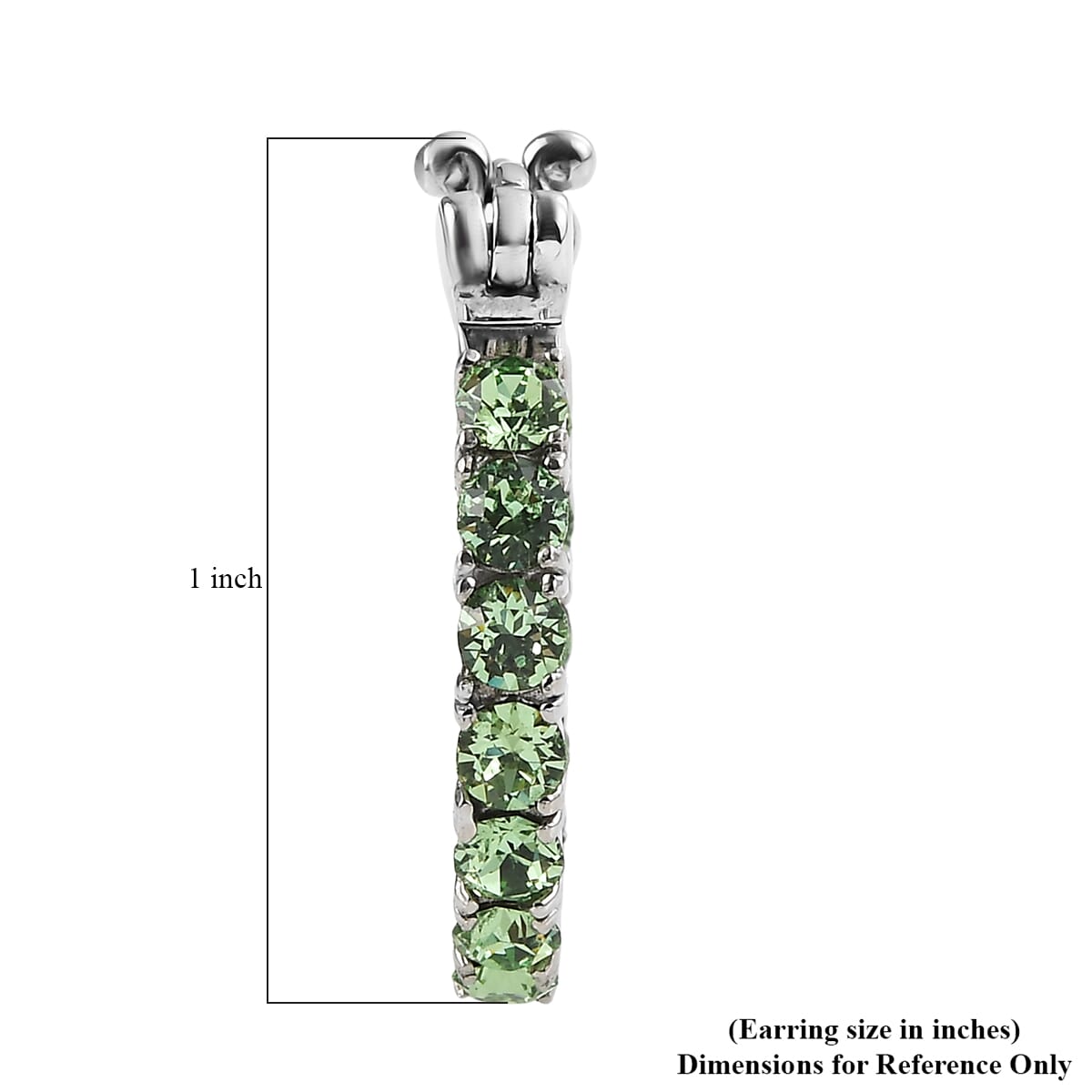 J Francis Embellished with Peridot Crystal by Swarovski Hoop Earrings in Stainless Steel image number 4