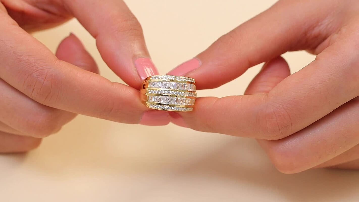 J Francis Embellished with Zirconia by Swarovski 4.50 ctw Ring in 18K YG Plated