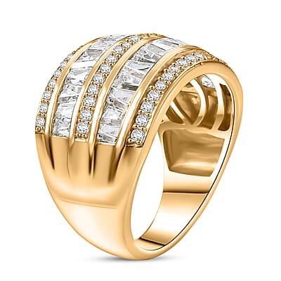 J Francis Embellished with Zirconia by Swarovski 4.50 ctw Starlit Steps Ring in 18K YG Plated (Size 10.0)