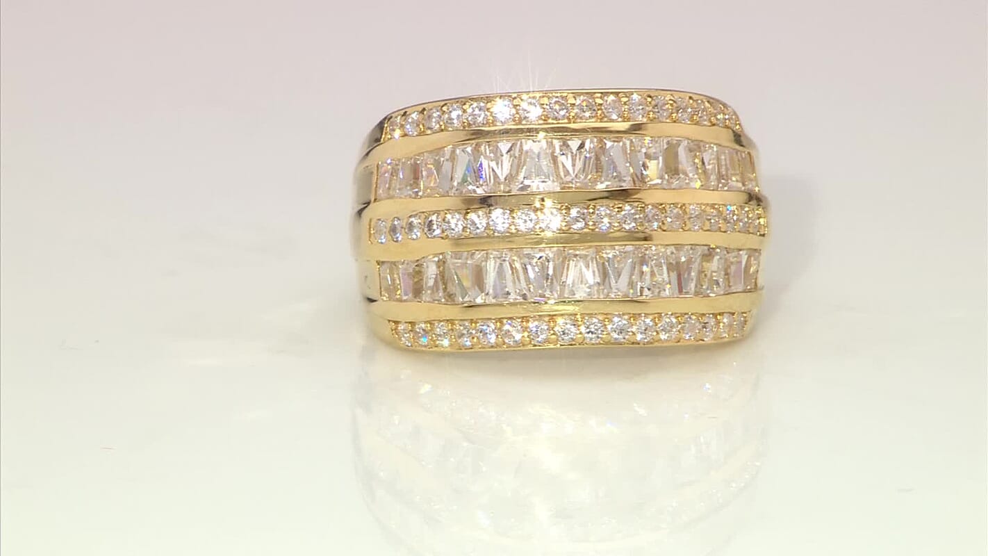 J Francis Embellished with Zirconia by Swarovski 4.50 ctw Ring in 18K YG Plated