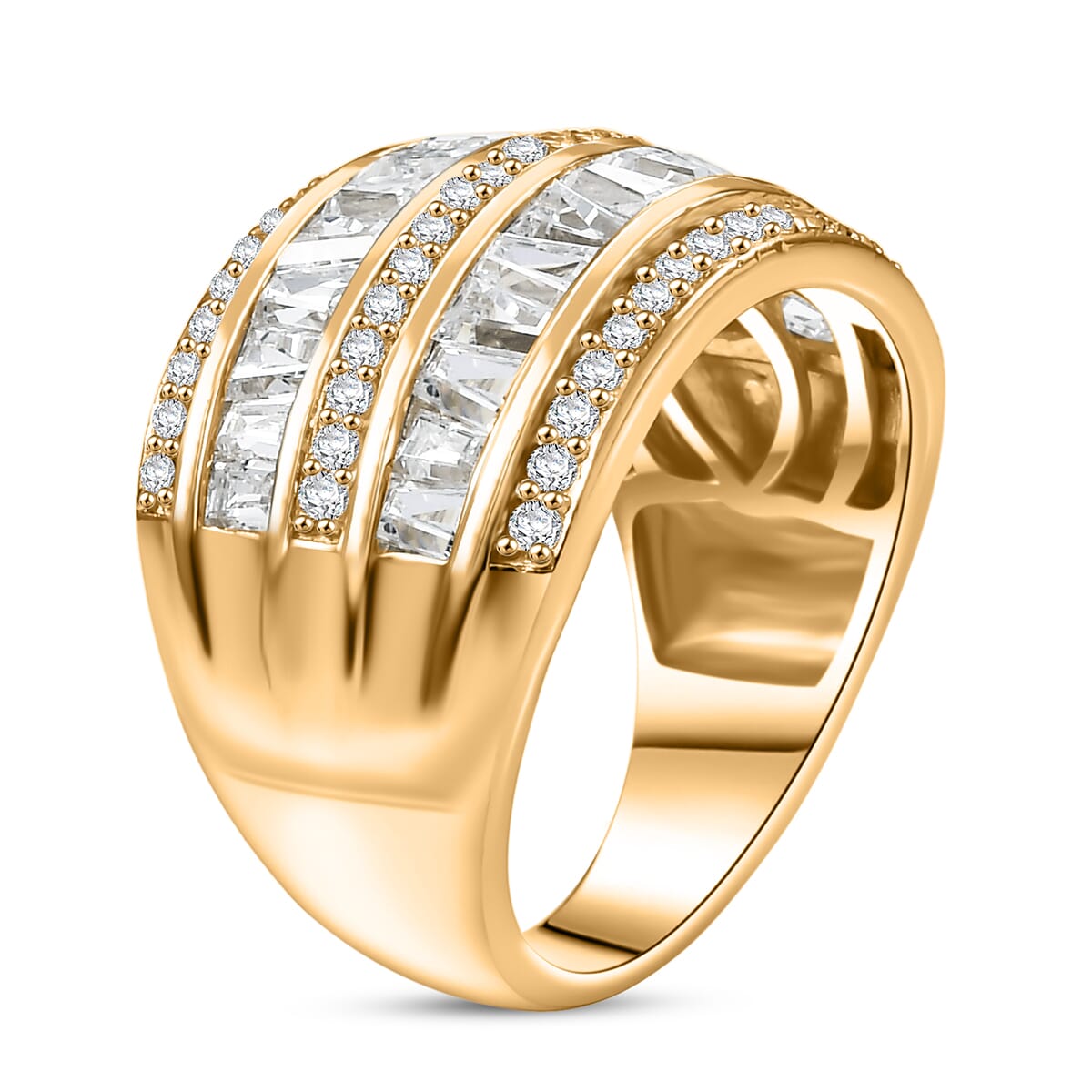 J Francis Embellished with Zirconia by Swarovski 4.50 ctw Ring in 18K Yellow Gold Plated (Size 7.0) image number 3
