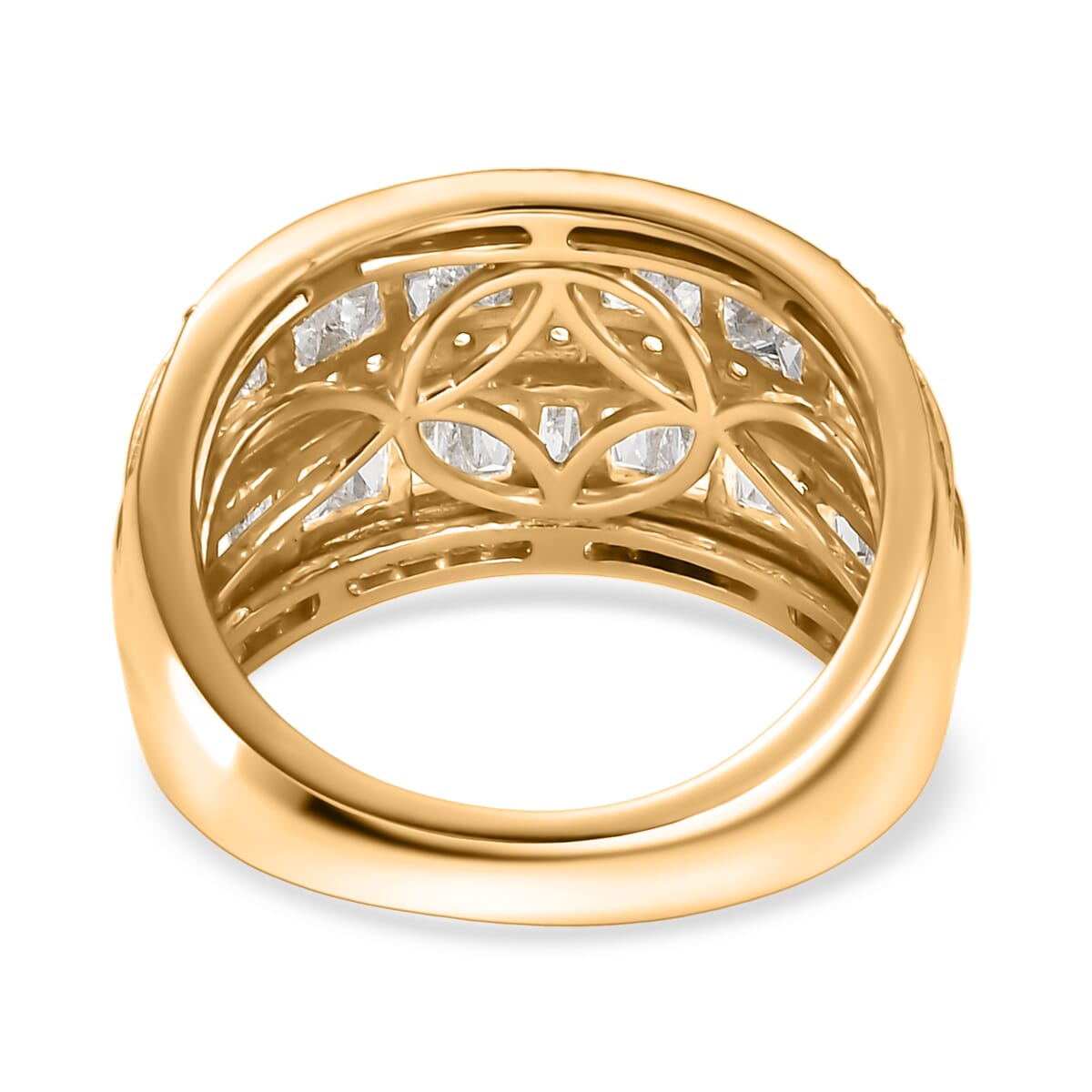 J Francis Embellished with Zirconia by Swarovski 4.50 ctw Ring in 18K Yellow Gold Plated (Size 7.0) image number 4