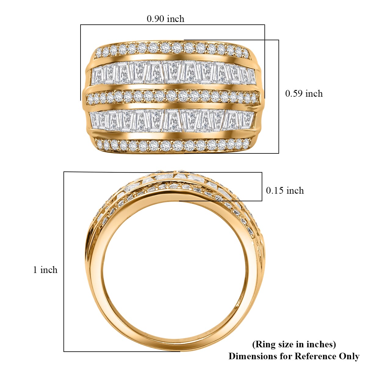 J Francis Embellished with Zirconia by Swarovski 4.50 ctw Ring in 18K Yellow Gold Plated (Size 7.0) image number 5