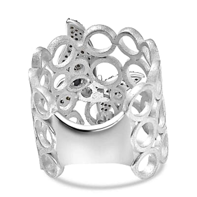 GP Natural Champagne Diamond and Multi Gemstone 0.53 ctw Ring in Rhodium Over Sterling Silver (Size 8.0)