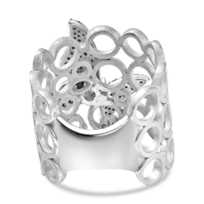 GP Natural Champagne Diamond and Multi Gemstone 0.53 ctw Ring in Rhodium Over Sterling Silver (Size 8.0)