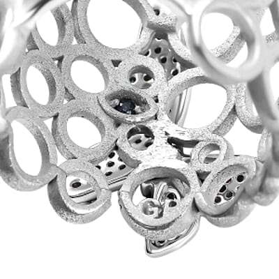 GP Natural Champagne Diamond and Multi Gemstone 0.53 ctw Ring in Rhodium Over Sterling Silver (Size 8.0)