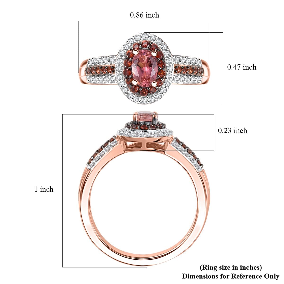 D'Joy Premium Blush Tourmaline, White and Chocolate Zircon 1.20 ctw Ring in 18K Vermeil Rose Gold Over Sterling Silver (Size 7.0) image number 5