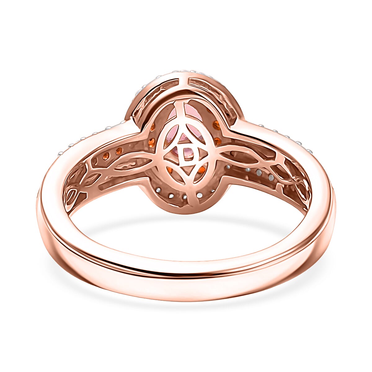D'Joy Premium Blush Tourmaline, White and Chocolate Zircon 1.20 ctw Gilded Bloom Ring in 18K Vermeil Rose Gold Over Sterling Silver (Size 9.0) image number 4