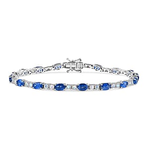 D'Joy Kashmir Kyanite and Moon Glow Moonstone 10.85 ctw Bracelet in Rhodium Over Sterling Silver (7.50 In)