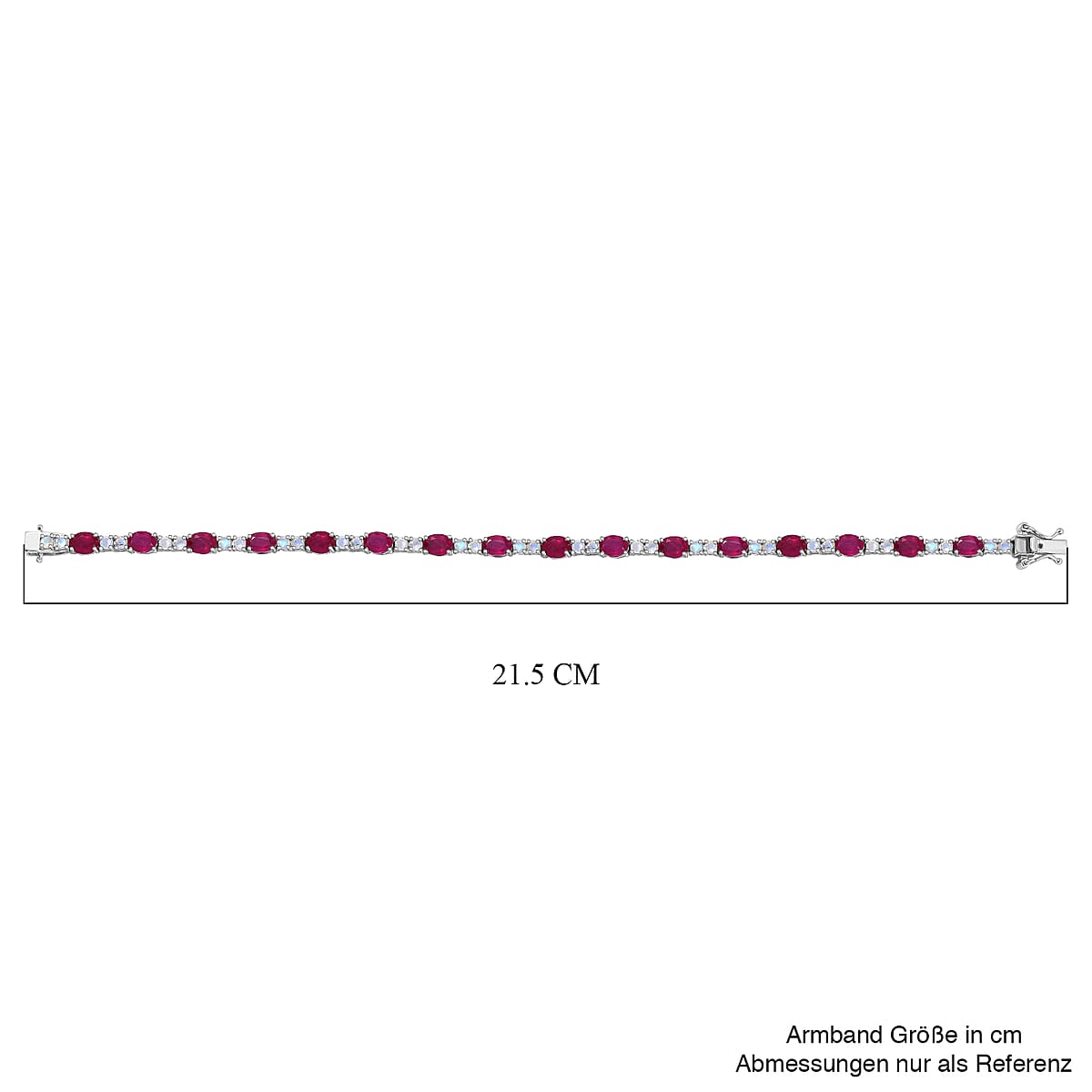 D'Joy African Ruby (FF) and Moon Glow Moonstone 13.30 ctw Bracelet in Rhodium Over Sterling Silver (8.00 In) image number 4