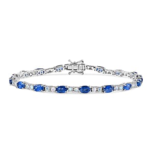 D'Joy Kashmir Kyanite and Moon Glow Moonstone 11.50 ctw Bracelet in Rhodium Over Sterling Silver (8.00 In)