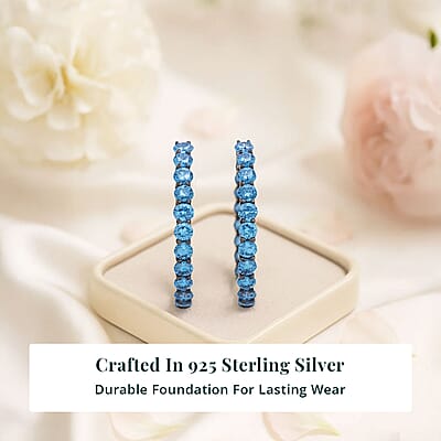 Luxuriant Lab Grown Blue Diamond (IR) SI 2.00 ctw Orion’s Whisper Earrings in Rhodium Over Sterling Silver