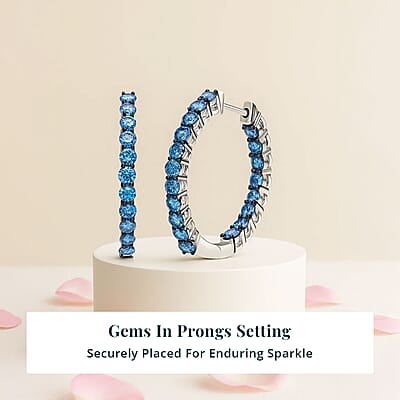 Luxuriant Lab Grown Blue Diamond (IR) SI 2.00 ctw Orion’s Whisper Earrings in Rhodium Over Sterling Silver