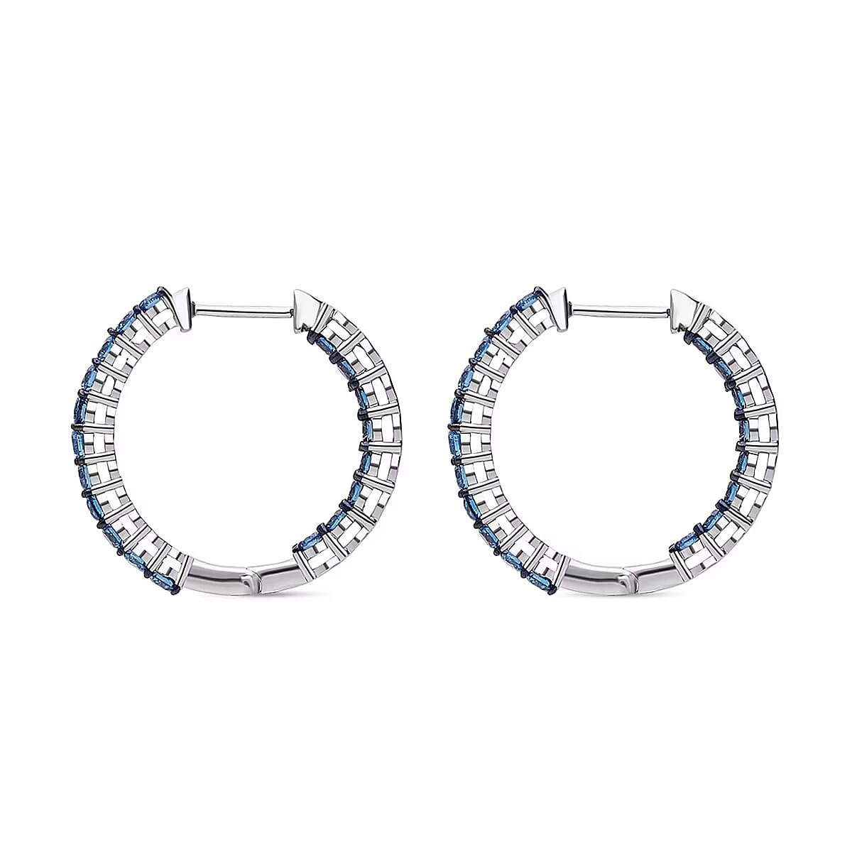 Luxuriant Lab Grown Blue Diamond (IR) SI 2.00 ctw Orion’s Whisper Earrings in Rhodium Over Sterling Silver image number 7