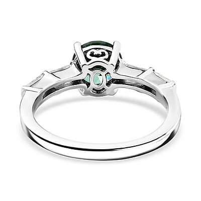 J Francis Embellished with Green and White Zirconia by Swarovski 3.00 ctw Timeless Spark Ring in Platinum Over Sterling Silver (Size 10.0)
