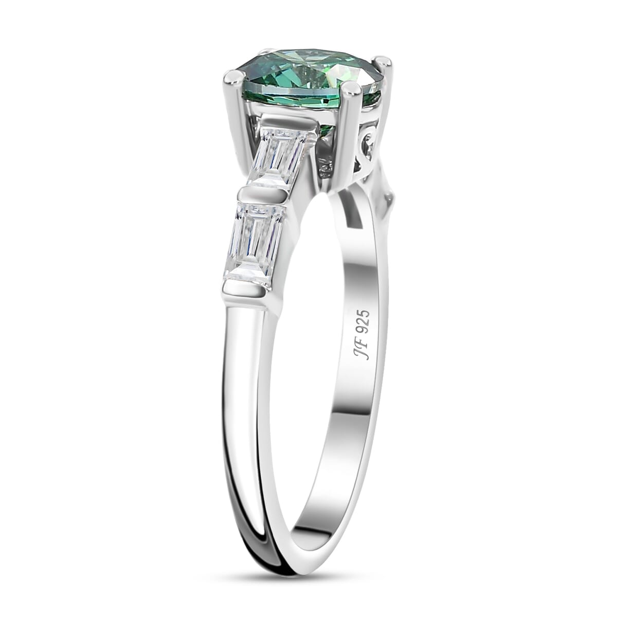 J Francis Embellished with Green and White Zirconia by Swarovski 3.00 ctw Ring in Platinum Over Sterling Silver (Size 7.0) image number 3