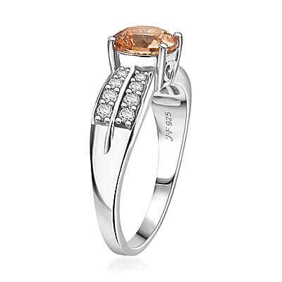J Francis Embellished with Amber and White Zirconia by Swarovski 2.80 ctw Sunrise Ring in Rhodium Over Sterling Silver (Size 10.0)