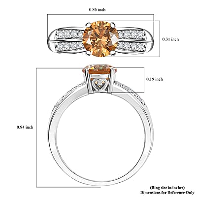 J Francis Embellished with Amber and White Zirconia by Swarovski 2.80 ctw Sunrise Ring in Rhodium Over Sterling Silver (Size 10.0)
