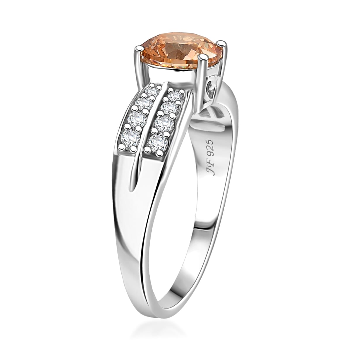 J Francis Embellished with Amber and White Zirconia by Swarovski Sunrise Ring in Rhodium Over Sterling Silver (Size 10.0) 2.80 ctw image number 3