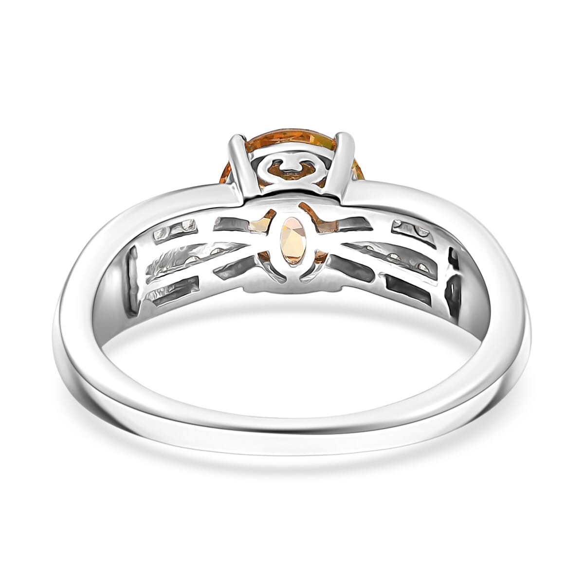J Francis Embellished with Amber and White Zirconia by Swarovski Sunrise Ring in Rhodium Over Sterling Silver (Size 10.0) 2.80 ctw image number 4
