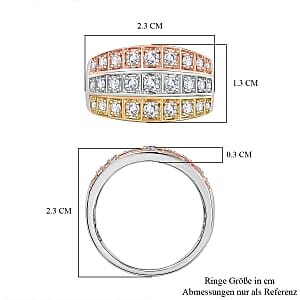 D'Joy Moissanite 1.10 ctw Ring in 18K YRG Plated and Rhodium Over Sterling Silver (Size 6.5)