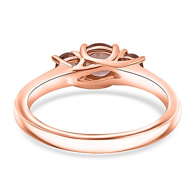 D'Joy Red Apatite 1.00 ctw Trinity Flame Ring in 18K Vermeil Rose Gold Over Sterling Silver (Size 10.0)