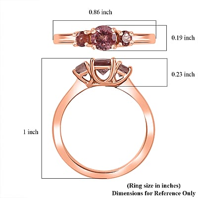 D'Joy Red Apatite 1.00 ctw Trinity Flame Ring in 18K Vermeil Rose Gold Over Sterling Silver (Size 10.0)