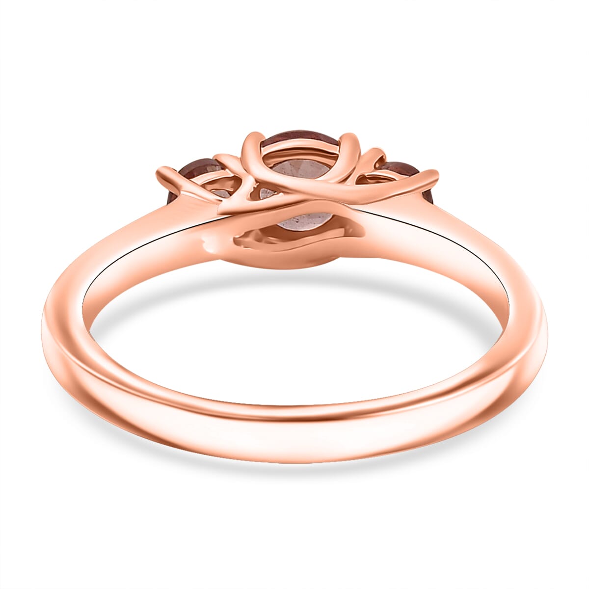 D'Joy Red Apatite 1.00 ctw 3 Stone Ring in 18K Vermeil Rose Gold Over Sterling Silver (Size 7.0) image number 4