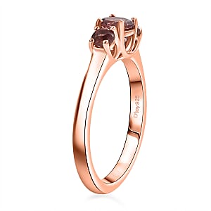 D'Joy Red Apatite 1.00 ctw Trinity Flame Ring in 18K Vermeil Rose Gold Over Sterling Silver (Size 8.0)