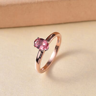 D'Joy Red Apatite and White Zircon 0.90 ctw Ring in 18K Vermeil Rose Gold Over Sterling Silver (Size 10.0)