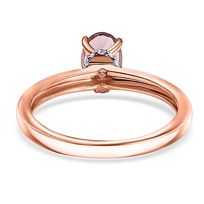 D'Joy Red Apatite and White Zircon 0.90 ctw Ring in 18K Vermeil Rose Gold Over Sterling Silver (Size 10.0)