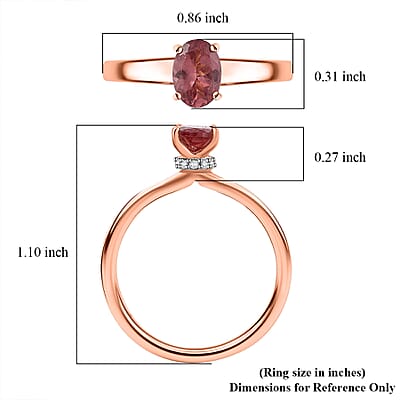 D'Joy Red Apatite and White Zircon 0.90 ctw Ring in 18K Vermeil Rose Gold Over Sterling Silver (Size 10.0)