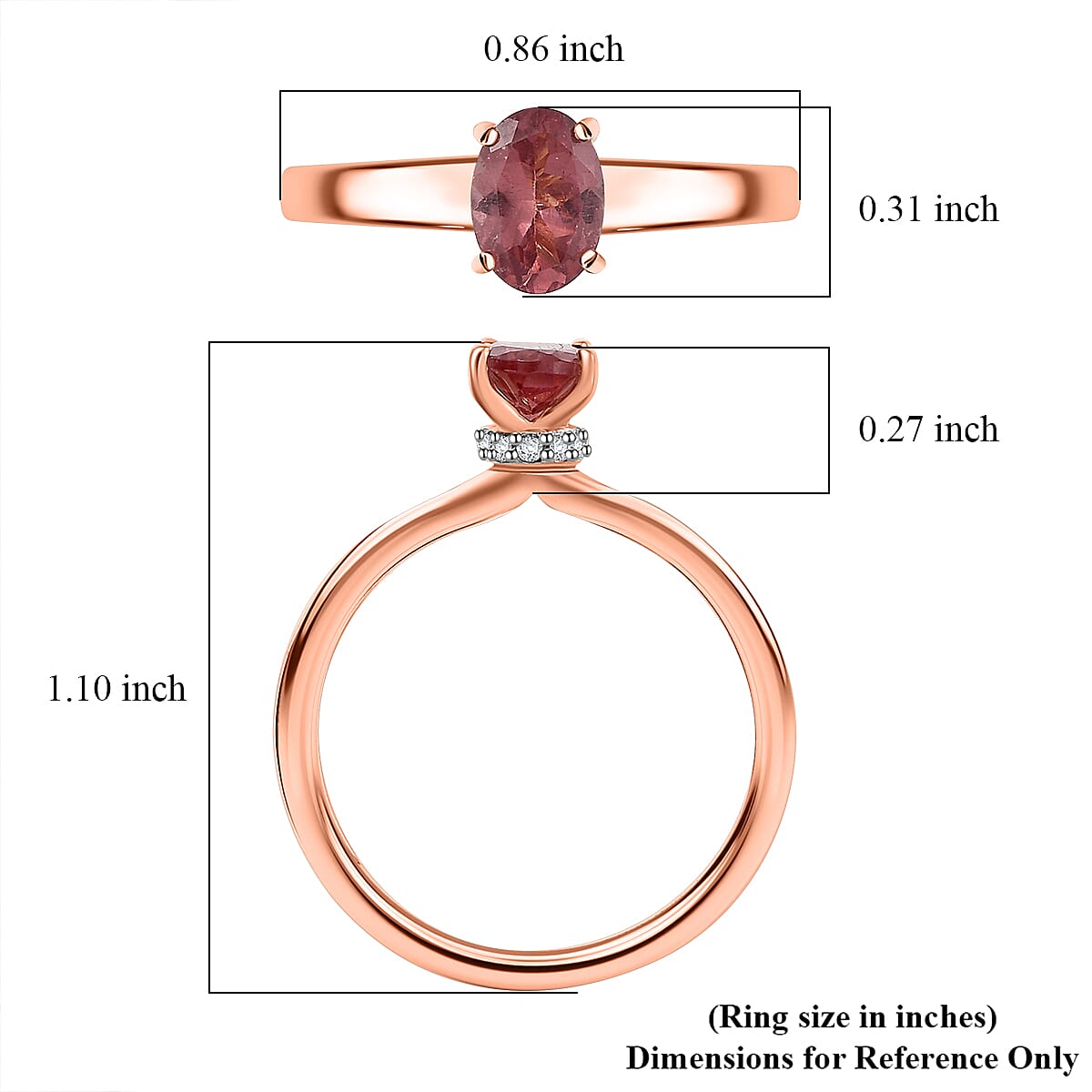 D'Joy Red Apatite and White Zircon 0.90 ctw Ring in 18K Vermeil Rose Gold Over Sterling Silver (Size 5.0) image number 5