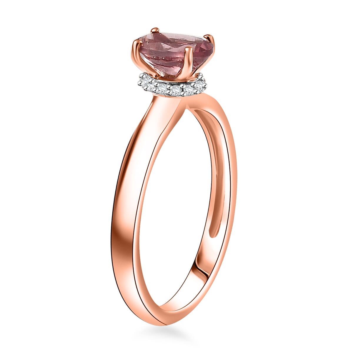 D’Joy Red Apatite and White Zircon 0.90 ctw Art Deco Ring in 18K Vermeil Rose Gold Over Sterling Silver (Size 7.0) image number 3