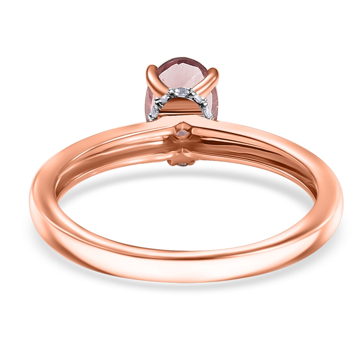 D’Joy Red Apatite and White Zircon 0.90 ctw Art Deco Ring in 18K Vermeil Rose Gold Over Sterling Silver (Size 7.0) image number 4