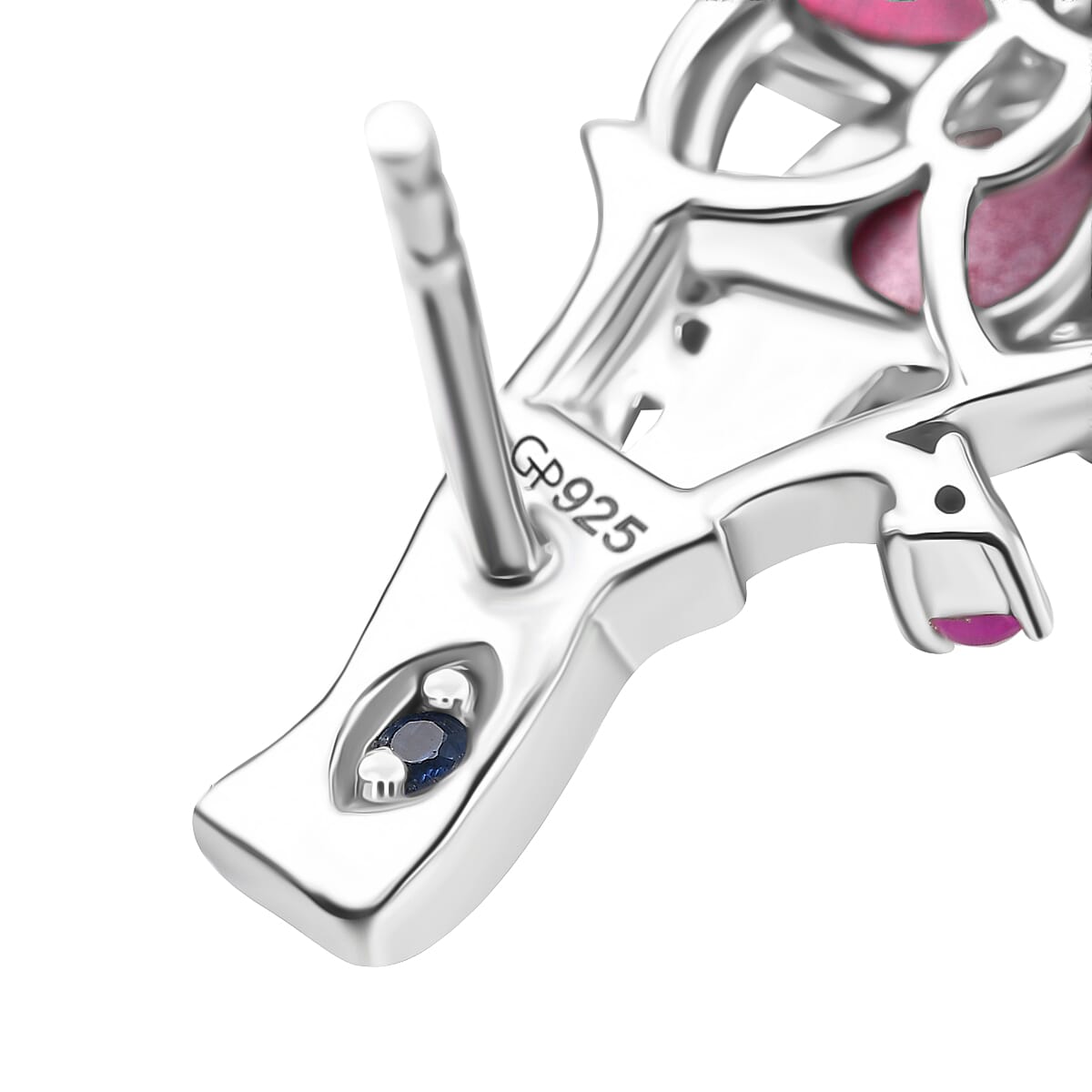 GP Mulberry Moonstone and Madagascar Pink Sapphire 4.70 ctw Earrings in Rhodium Over Sterling Silver image number 6